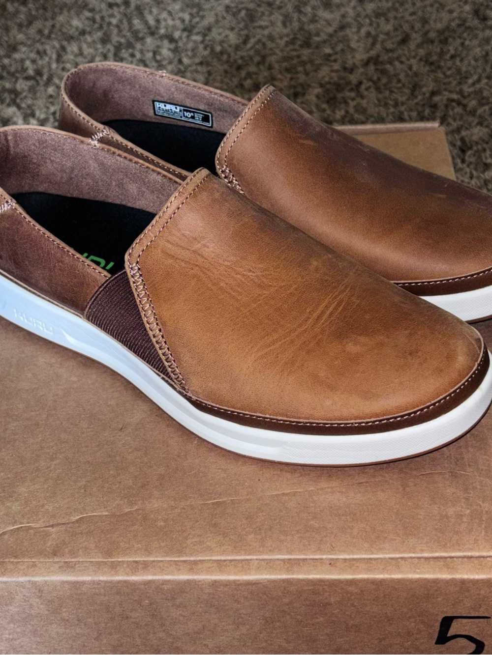 KURU Roam ATLA Shoes Womens Sz 10.5 Cognac Brown Slip On Comfort Casual Walking